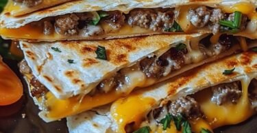 Käsige Cheeseburger-Quesadillas vom Grill