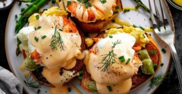 Luxuriöses Hummer Eggs Benedict Ein traumhaftes Frühstück