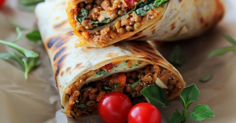 Wraps mit Linsen-Bulgur-Füllung Vegetarisches Rezept für schnelles Fingerfood