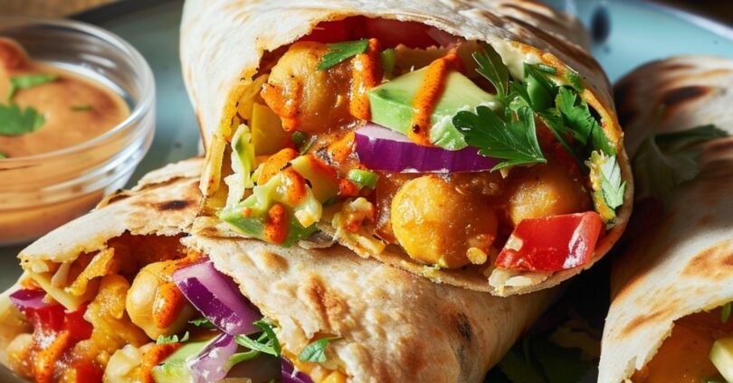 Würzige Kichererbsen-Wraps Schnelles und Leckeres Vegetarisches Rezept