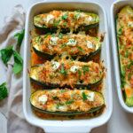 Gefüllte Zucchini mit Feta und Couscous Vegetarisches Rezept für den Sommerabend