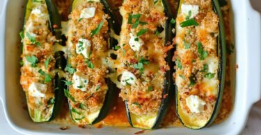 Gefüllte Zucchini mit Feta und Couscous Vegetarisches Rezept für den Sommerabend