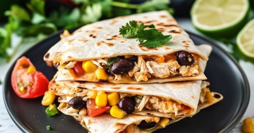 Einfache vegetarische Bohnen-Mais-Quesadillas