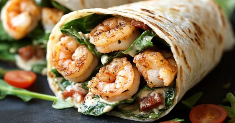 Gegrillte Garnelen-Caesar-Wraps