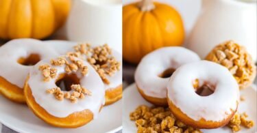 Gebackene Kürbis Donuts mit Zuckerguss