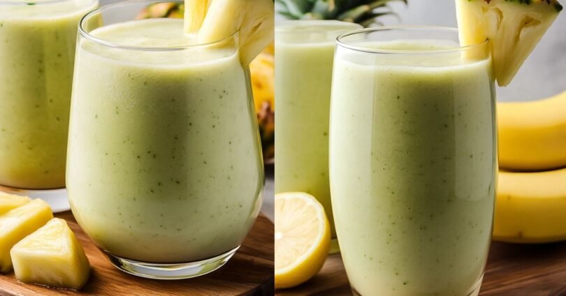 Gurken-Bananen-Ananas-Smoothie mit Kokosmilch und Zitrone