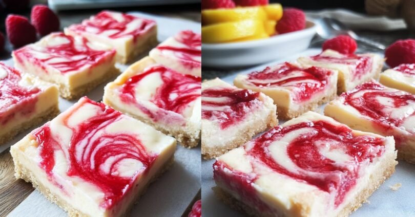 Himbeer Cheesecake Bars mit Swirl