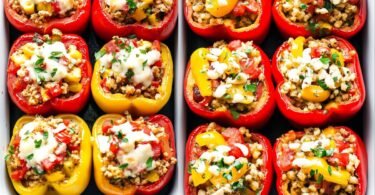 Mediterraner Gefüllter Paprika Auflauf