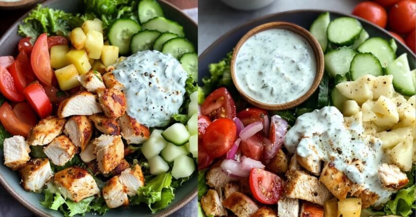 Mediterraner Salat mit Tzatziki-Dressing