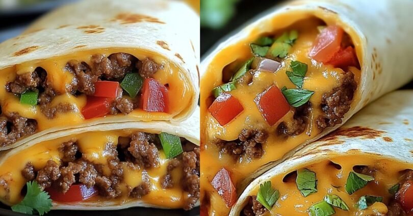 Nacho Cheese Beef Wrap mit Hackfleisch und würziger Käsesauce