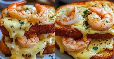 Cheesy Garlic Bread Shrimp Grilled Cheese