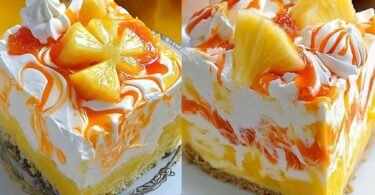 No-Bake Orange-Pineapple Swirl Cheesecake