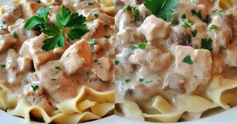 Slow Cooker Hähnchen Stroganoff