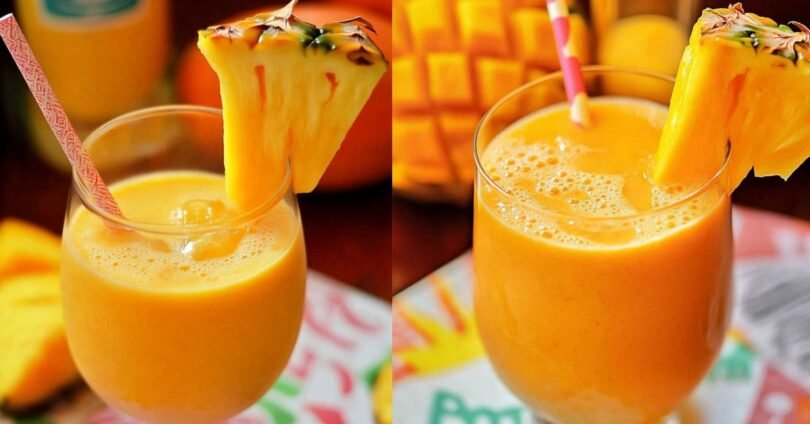 Tropischer Ananas-Mango-Orange-Smoothie