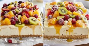 White Christmas Fruit Salad Cheesecake