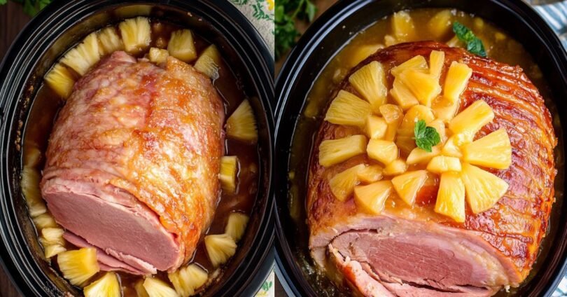 Slow Cooker Schinken mit Ananas und braunem Zucker