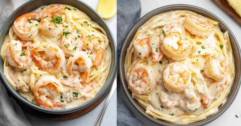 Cremige Shrimp Alfredo Pasta