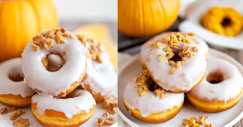 Gebackene Kürbis Donuts mit Glasur