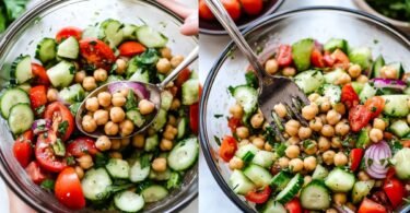 Kichererbsensalat mit Gurken und Tomaten