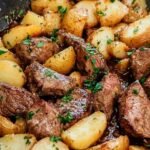 Knoblauch-Butter Steak und Kartoffeln