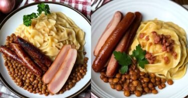 Sauere Linsen mit Spätzle